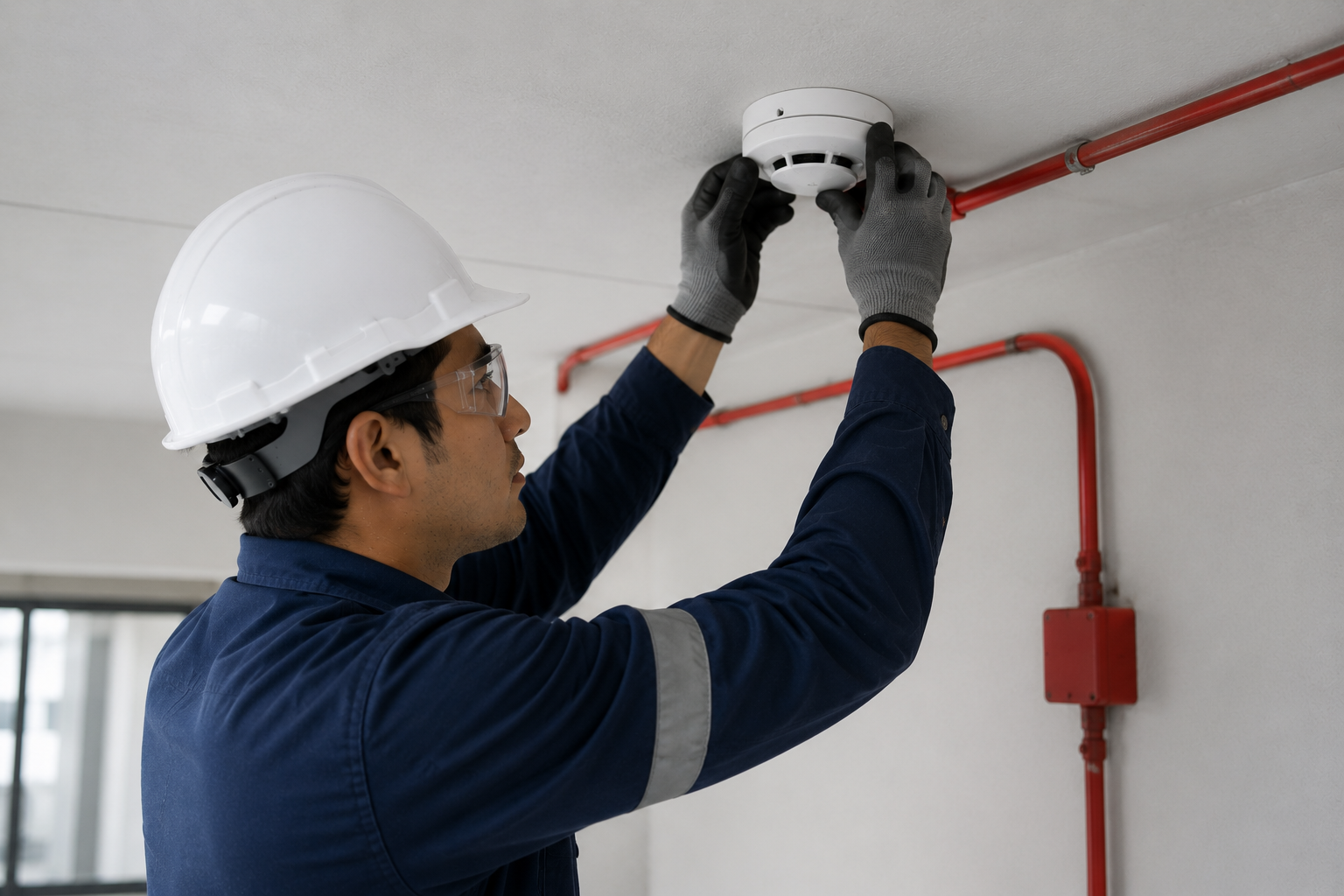 Instalación de paneles de incendio y sensores